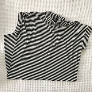 [Bobeau] Ribbed Stripe Mock Turtleneck Dress